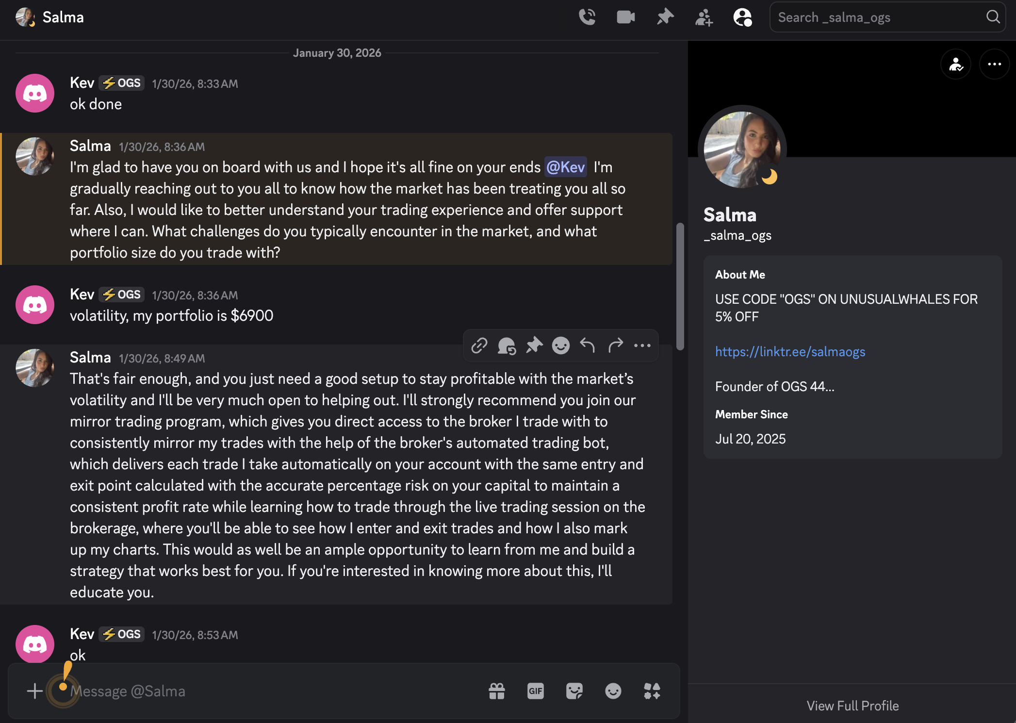 TruCopy scammer Discord conversation 2